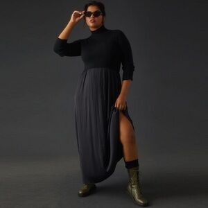 By Anthropologie - The Thea Twofer Sweater Dress - Black